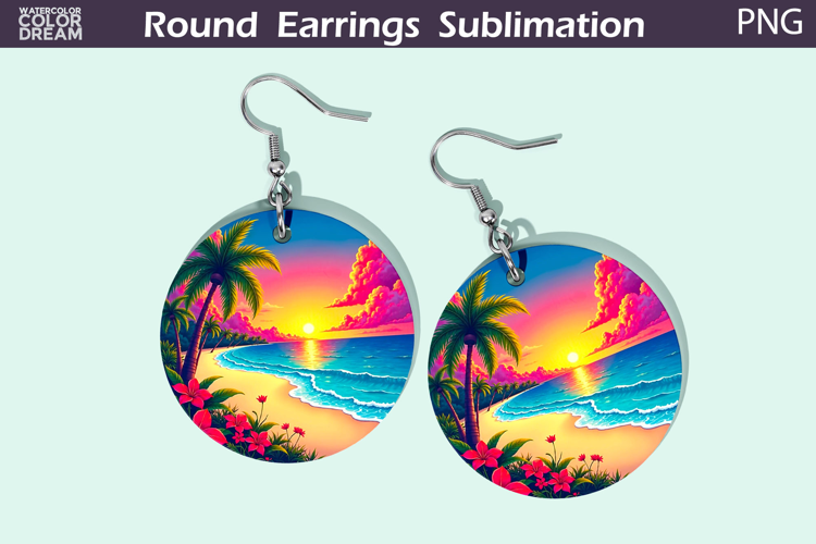 Beach Round Earrings | Summer Tropical Earrings