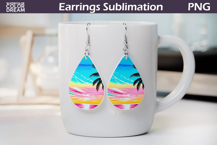 Beach Sunset Teardrop Earrings | Tropical Beach Earrings example image 1
