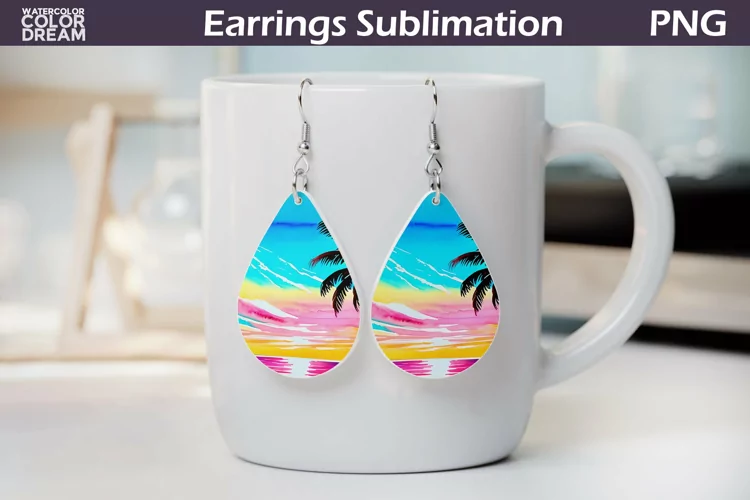 Beach Sunset Teardrop Earrings | Tropical Beach Earrings
