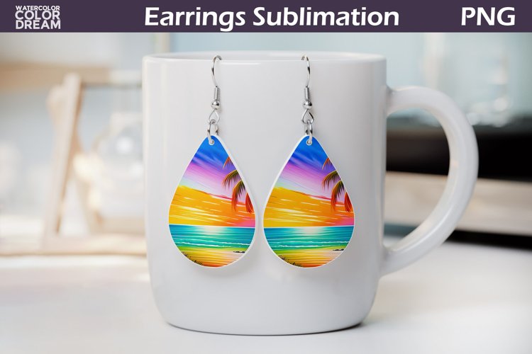 Beach Sunset Teardrop Earrings | Tropical Beach Earrings example image 1