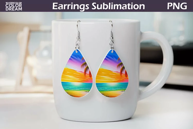 Beach Sunset Teardrop Earrings | Tropical Beach Earrings