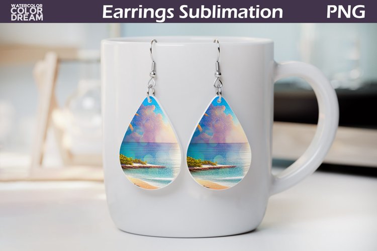 Beach Sunset Teardrop Earrings | Tropical Beach Earrings example image 1