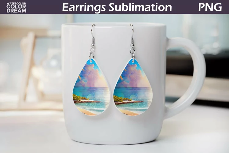 Beach Sunset Teardrop Earrings | Tropical Beach Earrings