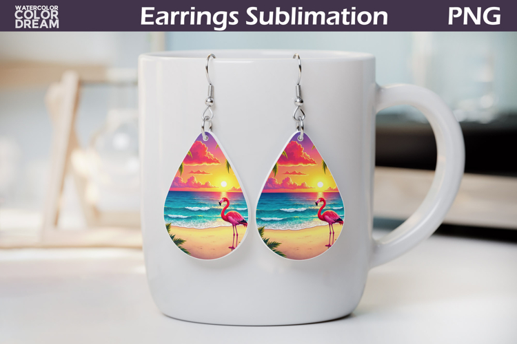 Beach Teardrop Earrings | Flamingo Sea Earrings