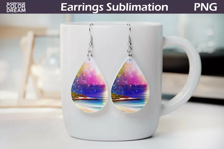 Tropical Teardrop Earrings | Beach Sunset Earrings