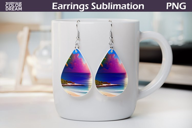 Beach Sunset Teardrop Earrings | Tropical Beach Earrings example image 1