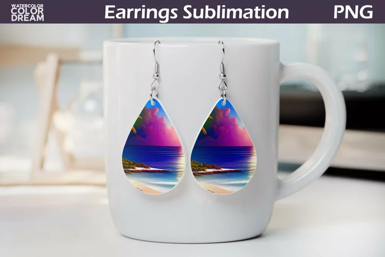 Beach Sunset Teardrop Earrings | Tropical Beach Earrings