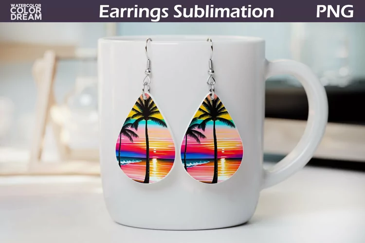 Tropical Teardrop Earrings | Beach Sunset Earrings