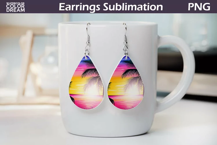Beach Sunset Teardrop Earrings | Tropical Beach Earrings