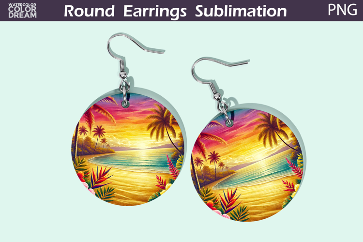 Beach Round Earrings | Summer Tropical Earrings