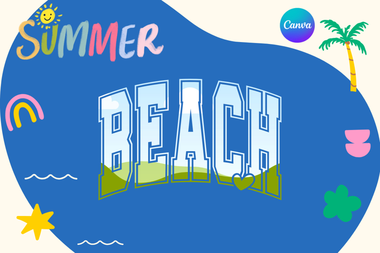 beach Canva Frame Varsity summer
