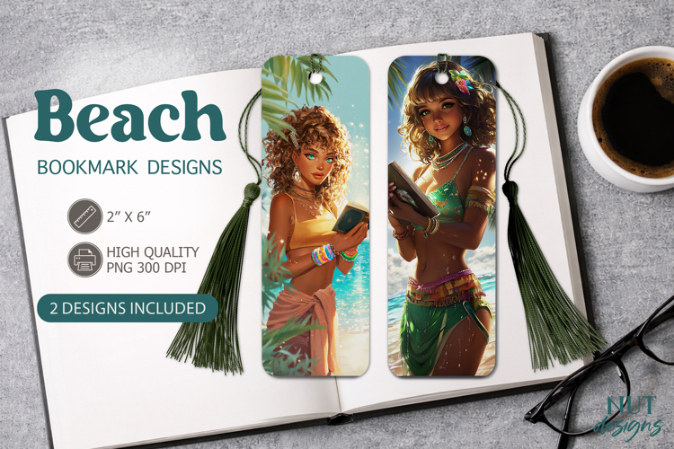 Tropical Beach Girl Bookmark summer ocean bookmark