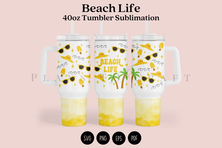 Beach Life Summer 40oz Tumbler Sublimation Wrap