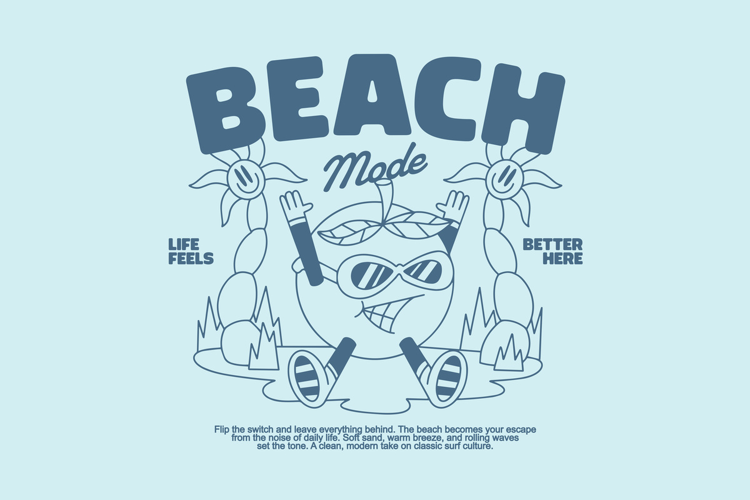 Beach Mode Retro Summer Surfing T shirt Design
