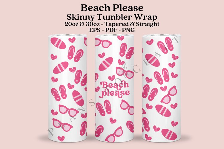Beach Please Skinny Tumbler Sublimation Wrap