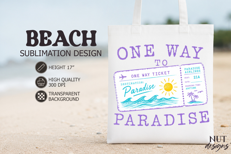 Retro Beach sublimation, One Way to Paradise Beach quotes