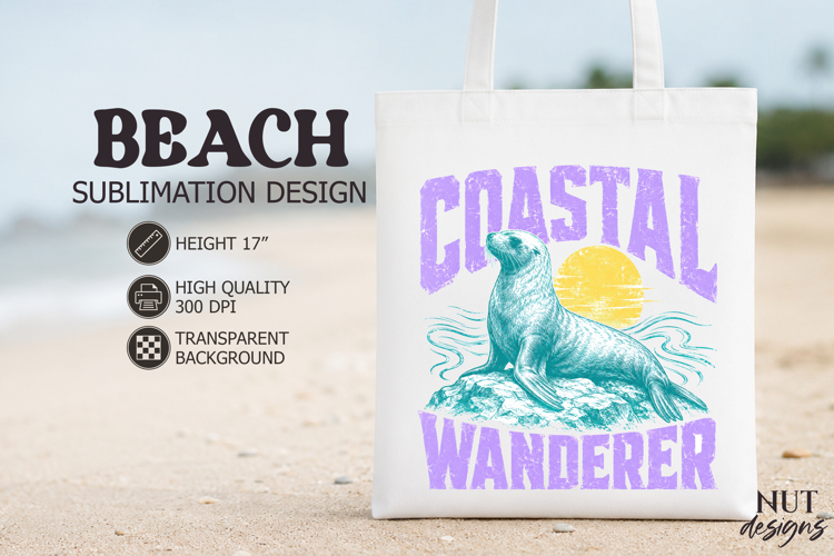 Retro Beach sublimation, Coastal Wanderer Seal Sublimation