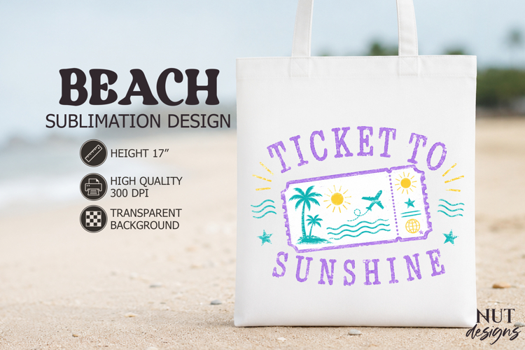 Retro Beach sublimation, Ticket To Sunshine