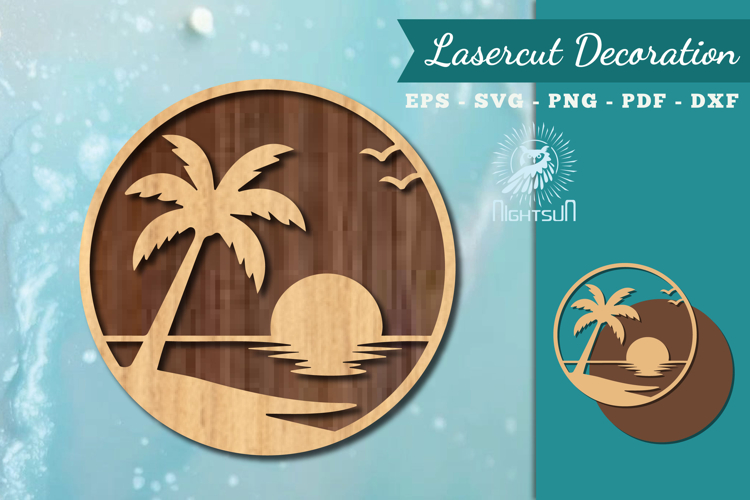 Beach Round Lasercut Decoration SVG