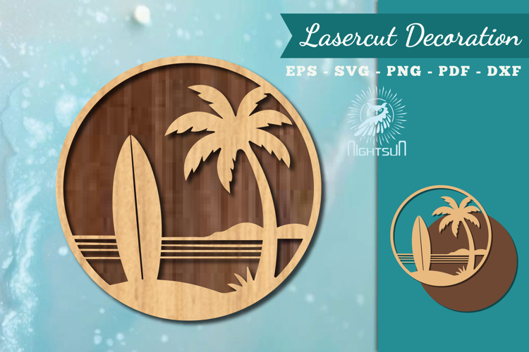 Beach Round Lasercut Decoration SVG