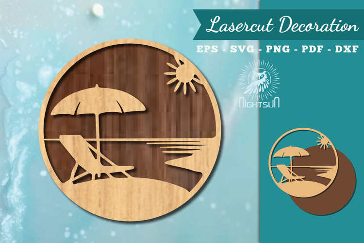 Beach Round Lasercut Decoration SVG
