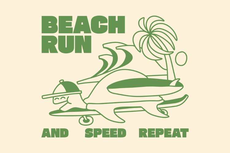Beach Run Vintage Summer Riding Beach T shirt Design
