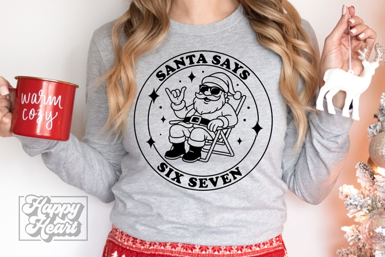 Beach Santa Says Six Seven SVG PNG Funny Christmas Teen