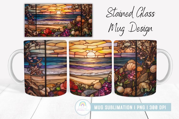 Stained Glass Summer Mug Sublimation I Mug Wrap example image 1