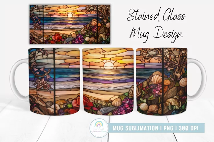 Stained Glass Summer Mug Sublimation I Mug Wrap