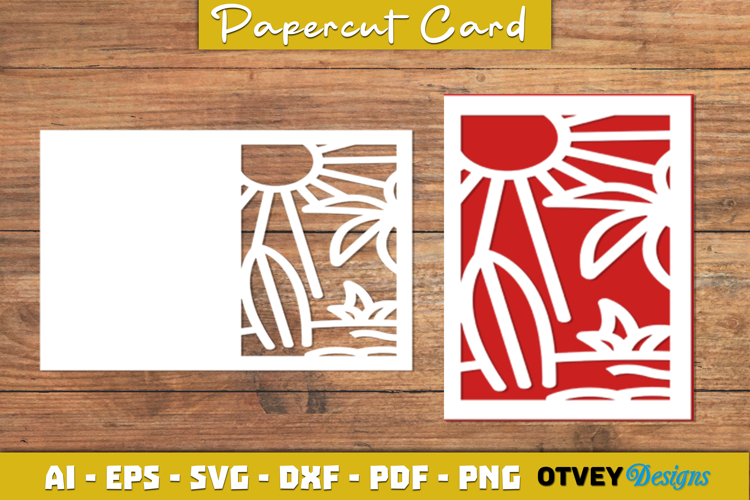 Beach Sunset Card Cover Paper Cut