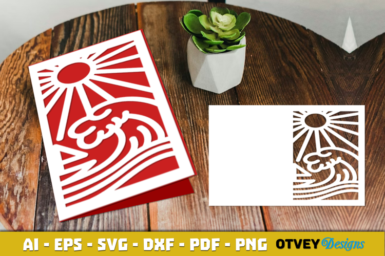 Beach Sunset Card Cover Paper Cut