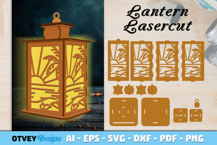 Beach Sunset Lantern Lasercut