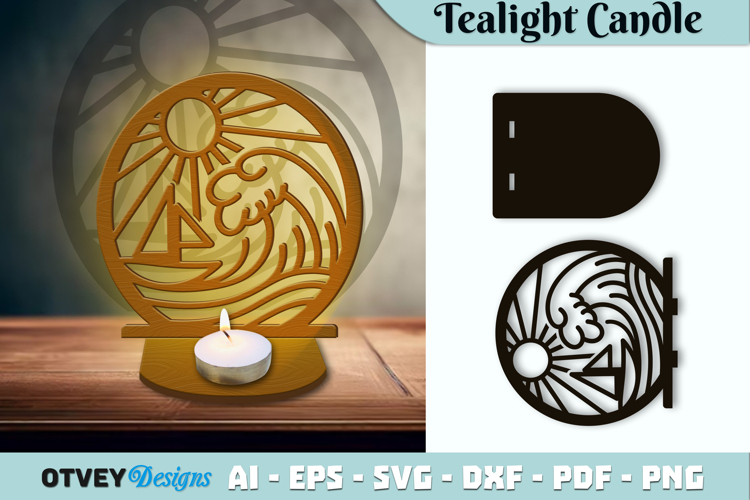 Beach Sunset Tealight Candle Holder Lasercut