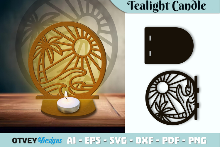 Beach Sunset Tealight Candle Holder Lasercut