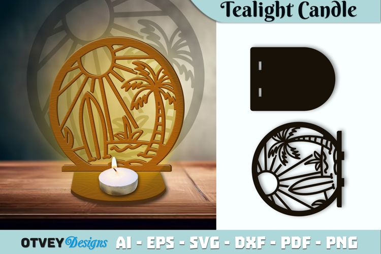 Beach Sunset Tealight Candle Holder Lasercut