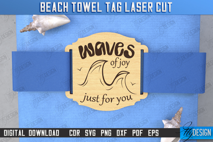 Beach Towel Tag Laser Cut | Summer Tag | Towel Wood Tag |CNC