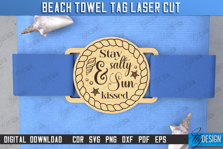 Beach Towel Tag Laser Cut | Summer Tag | Towel Wood Tag |CNC