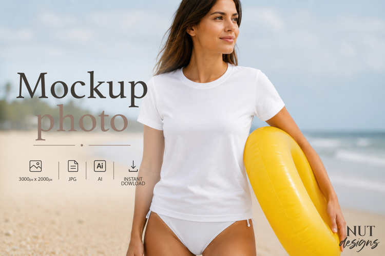 White Tshirt Mockup Image 12