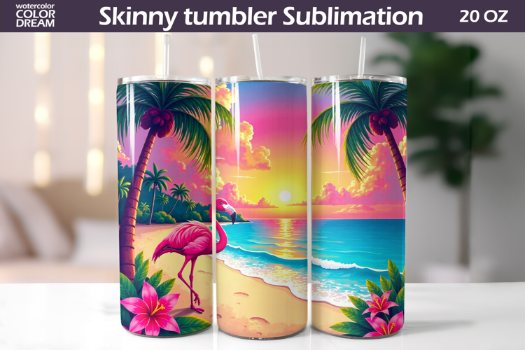 Tropical Beach Tumbler Wrap | Beach Sunset Tumbler