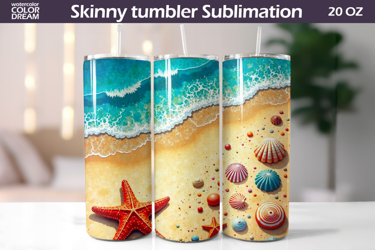 Summer Beach Tumbler Wrap | Sea Tumbler