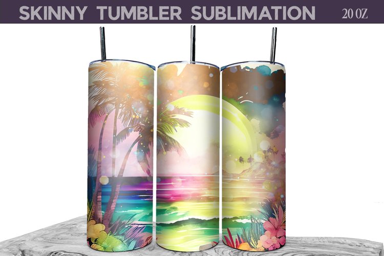 Beach Tumbler Wrap | Sunset Tumbler Sublimation