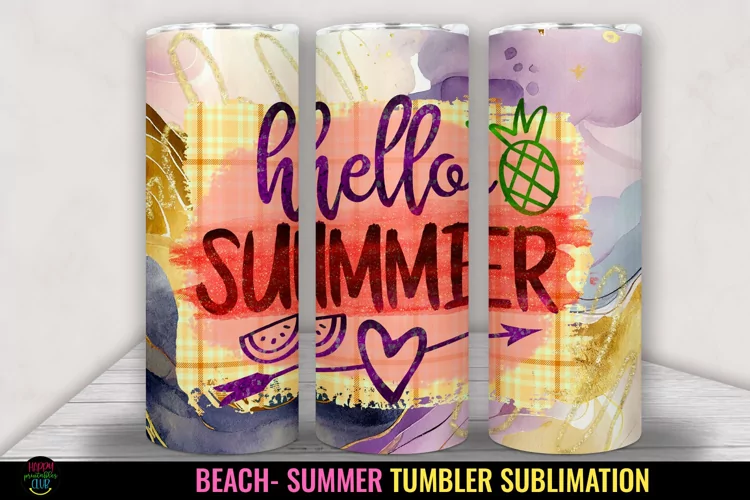 Hello Summer- Tumbler Sublimation I 20 Oz Summer Tumbler PNG