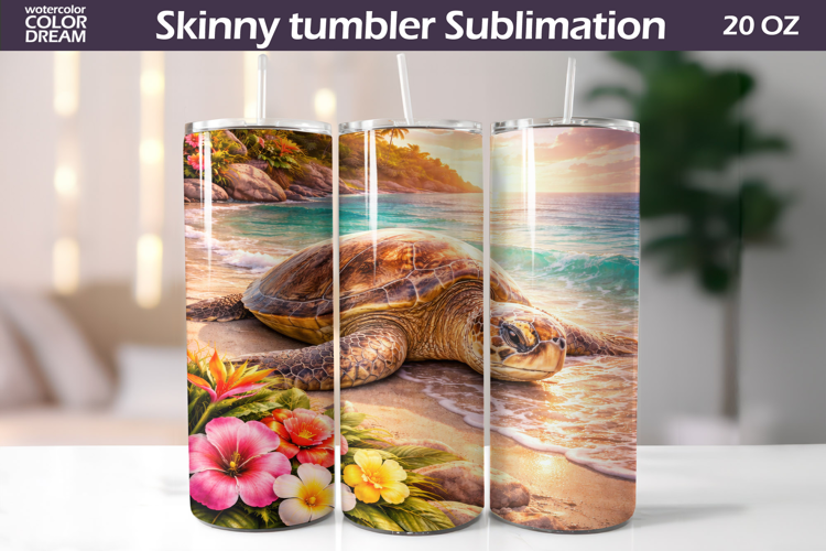 Sea Turtle Beach Tumbler | Tropical Ocean Sublimation