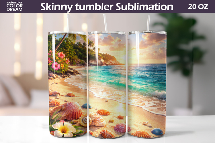Seashell Beach Tumbler | Tropical Shore Sublimation