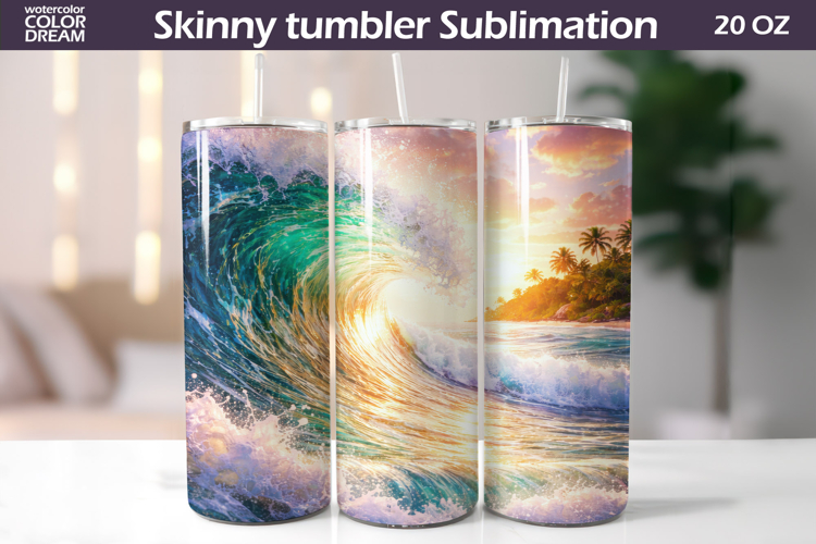 Ocean Wave Beach Tumbler | Tropical Surf Sublimation