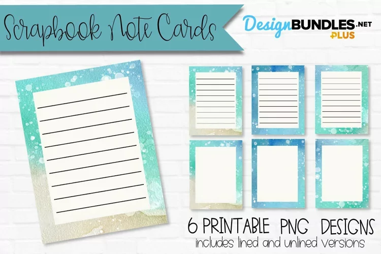 Beach Watercolor Scrapbook Note Cards | Journaling Paper PNG