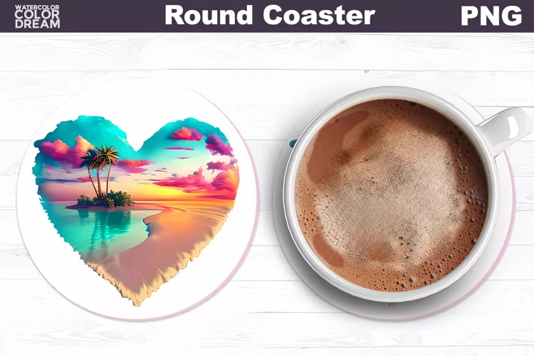 Beach Coaster | Summer Round Car Coaster