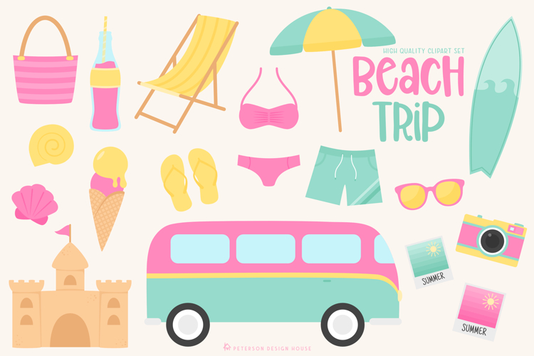 Beach Trip Clipart Set