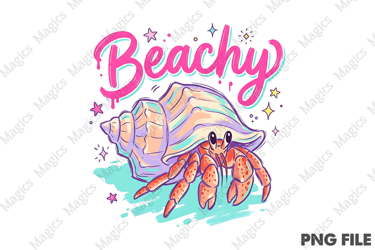 Beachy PNG Hermit Crab Shirt Design