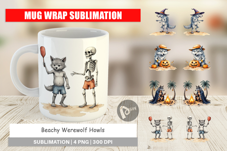 Mug Wrap Beachy Werewolf Howls